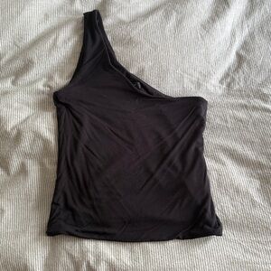 J. Crew One Shoulder Black Top